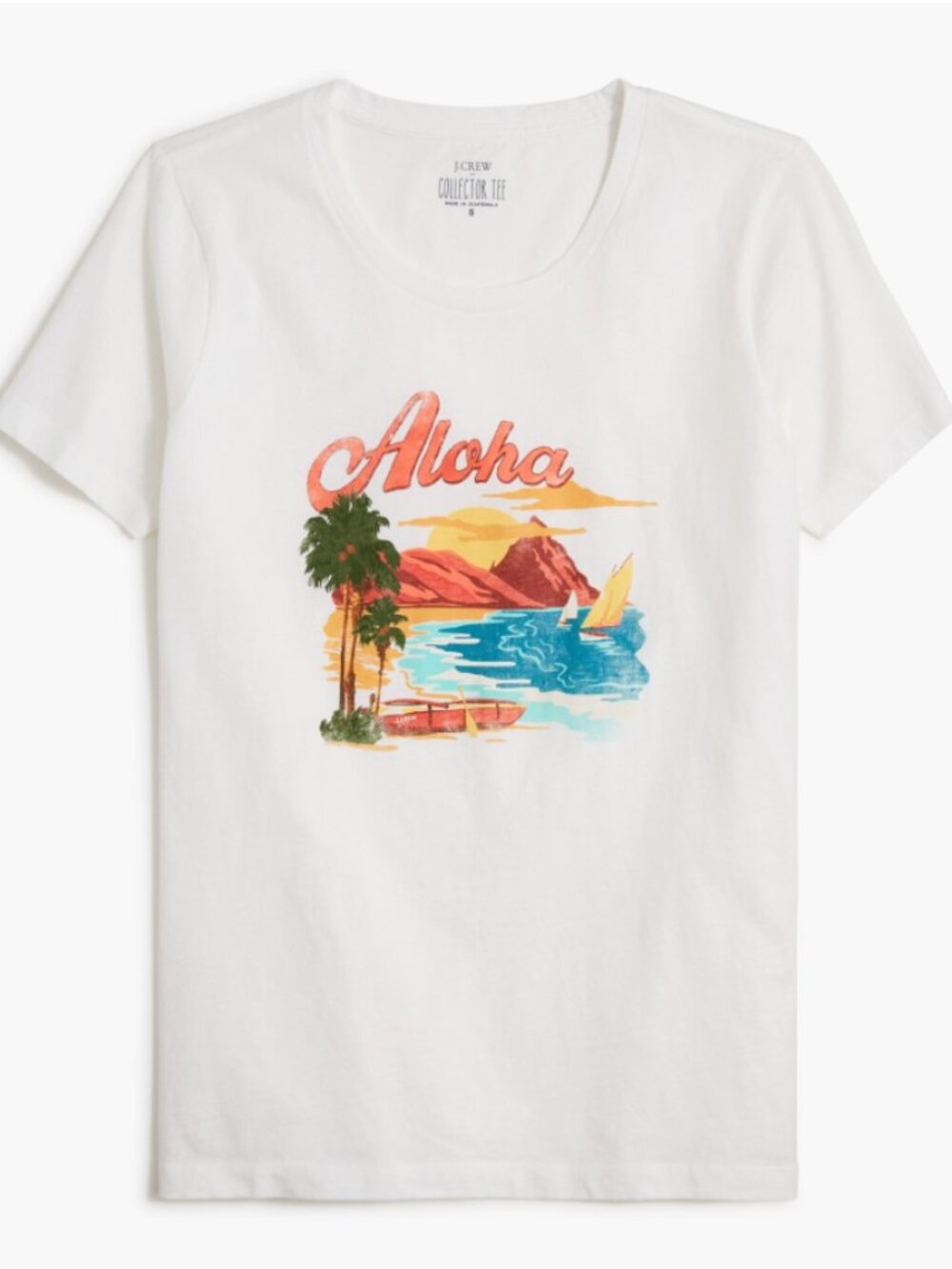 J.Crew Factory Aloha Hawaii Graphic Tee White Short Sleeve T-Shirt Women's M
